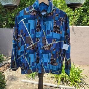 Vtg Cervelle Silk Jacket Abstract